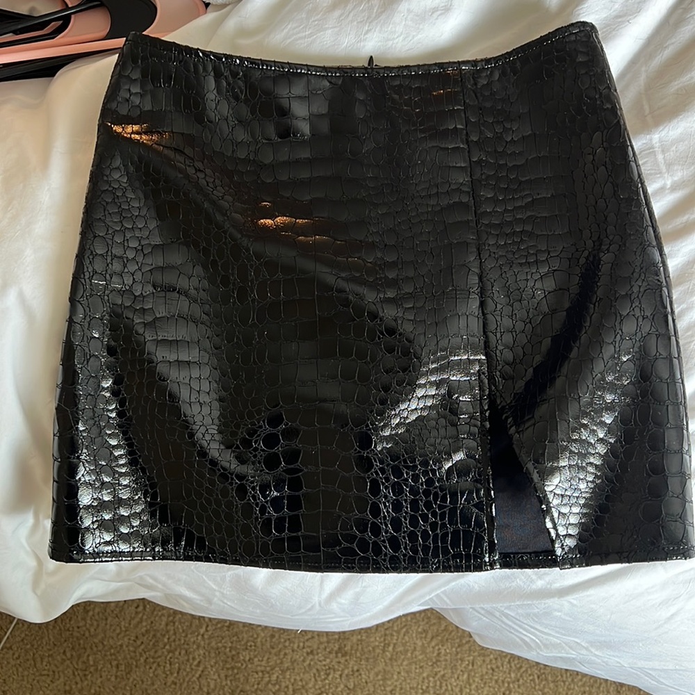 Black leather skirt